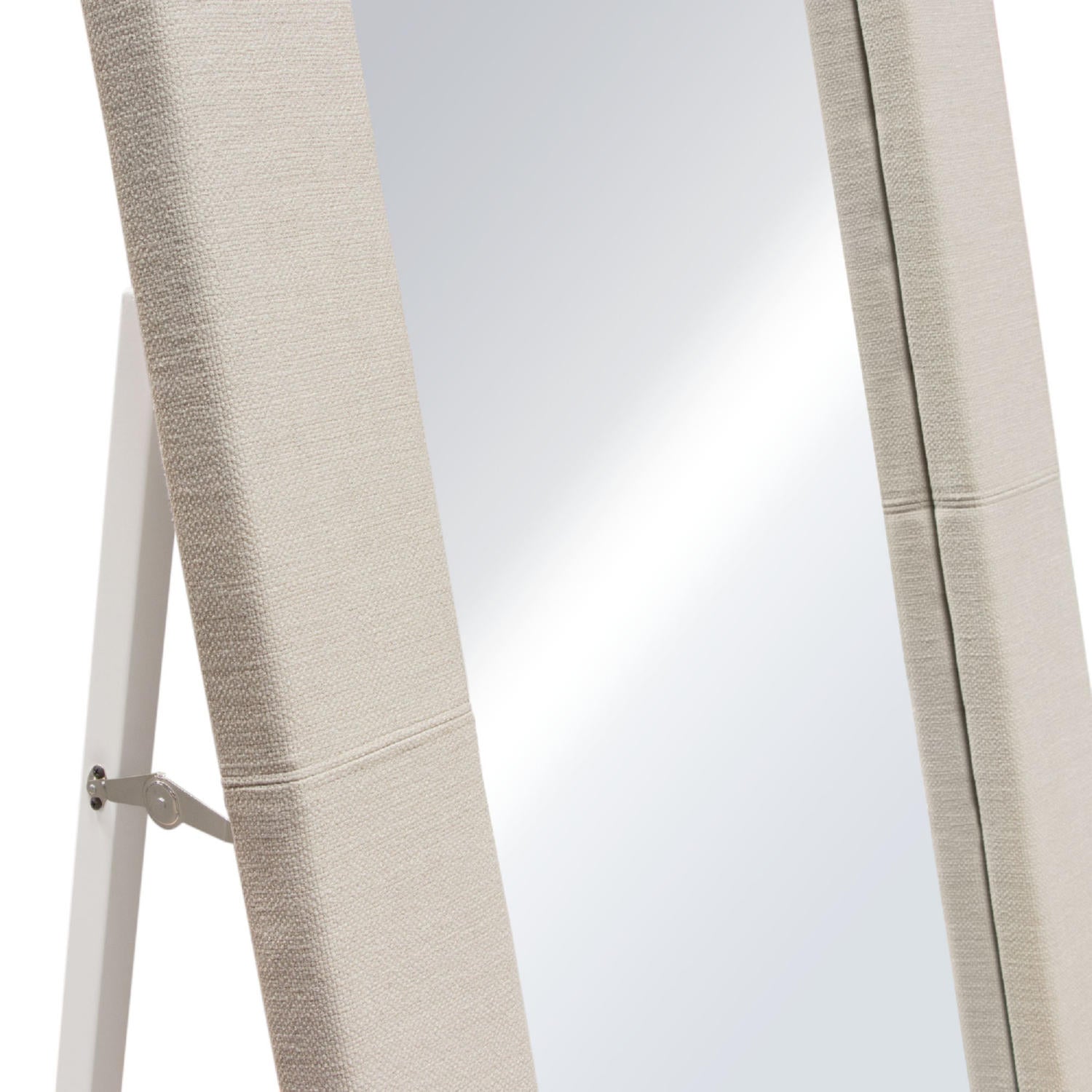 Luxe Free-Standing Mirror in Sand Linen Fabric-Floor Mirrors-Diamond Sofa-Sideboards and Things 