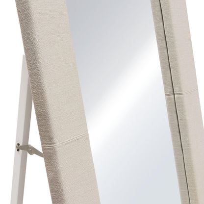 Luxe Free-Standing Mirror in Sand Linen Fabric-Floor Mirrors-Diamond Sofa-Sideboards and Things 