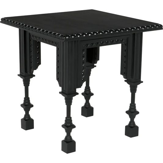 Noir Luxor Wood Black Square Side Table