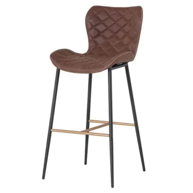 Lyla Leather Barstool 2PC - LOOMLAN - SUNPAN - Bar Stools
