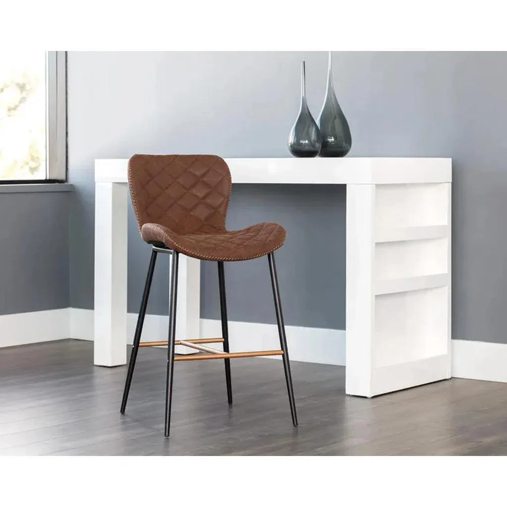 Lyla Leather Counter Stool 2PC - LOOMLAN - SUNPAN - Counter Stools