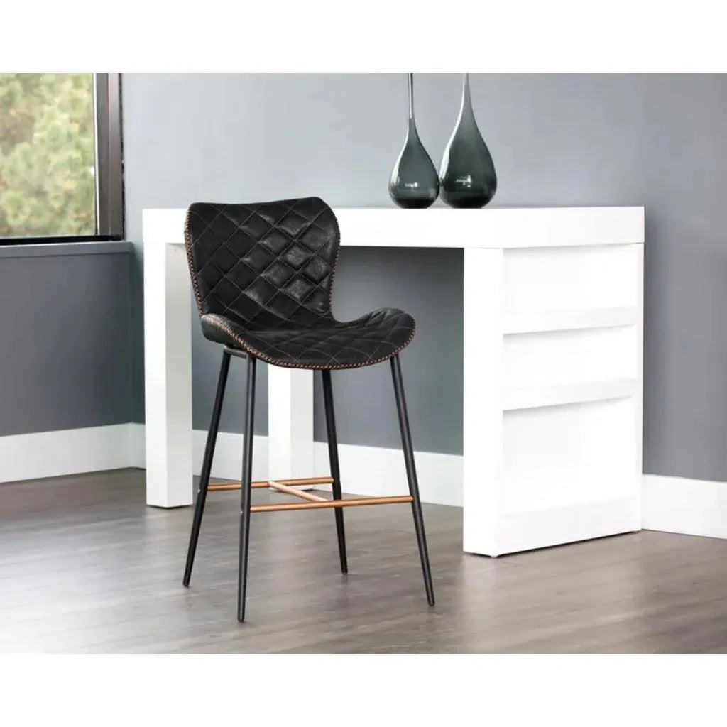 Lyla Leather Counter Stool 2PC - LOOMLAN - SUNPAN - Counter Stools