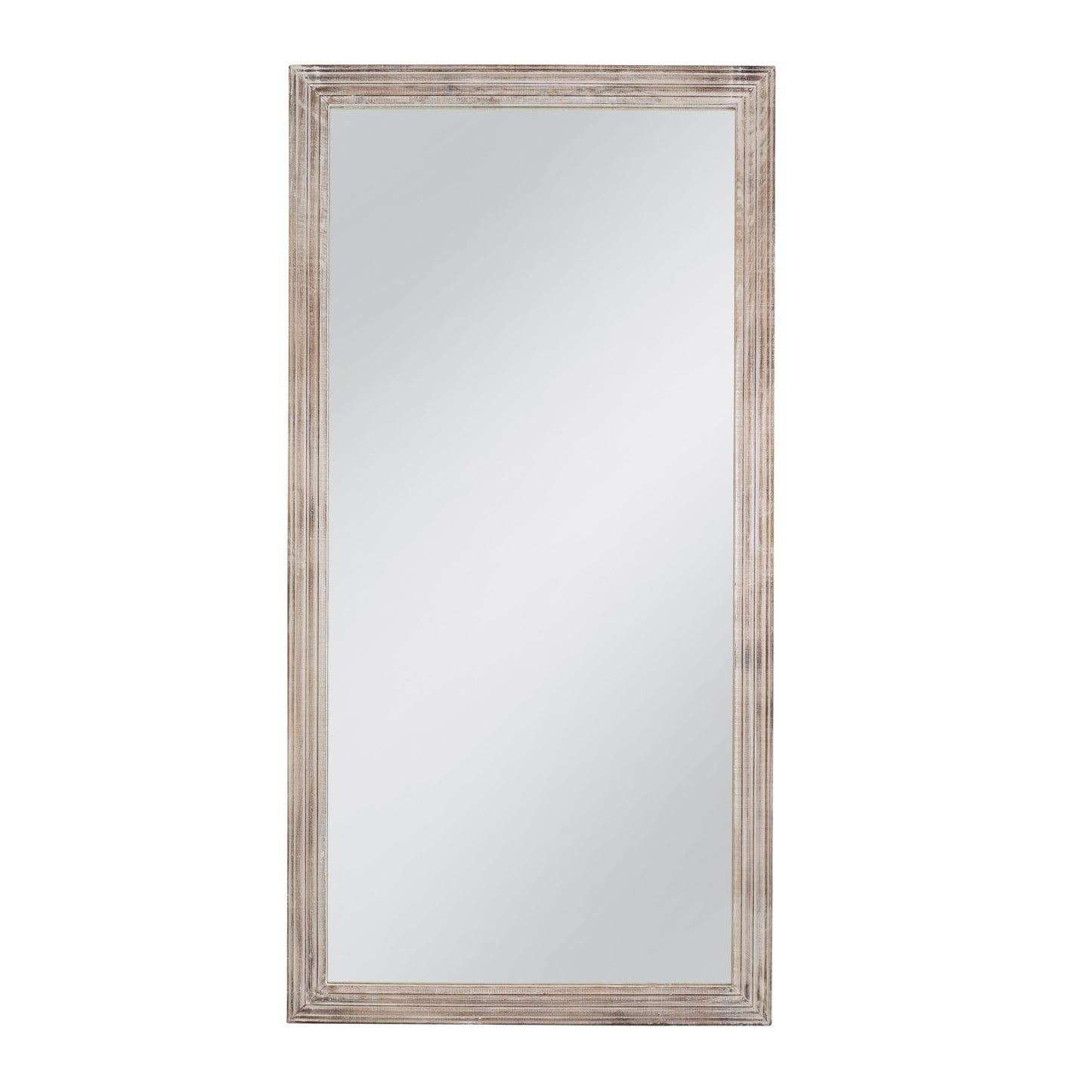 Pangea Wood White and Brown Vertical Floor Mirror