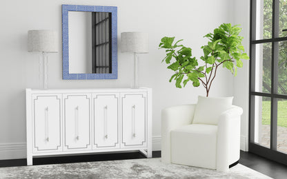 Cesar Wood and Bone Blue Vertical Wall Mirror