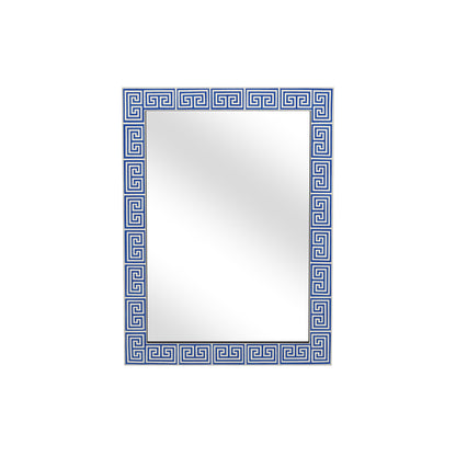 Cesar Wood and Bone Blue Vertical Wall Mirror