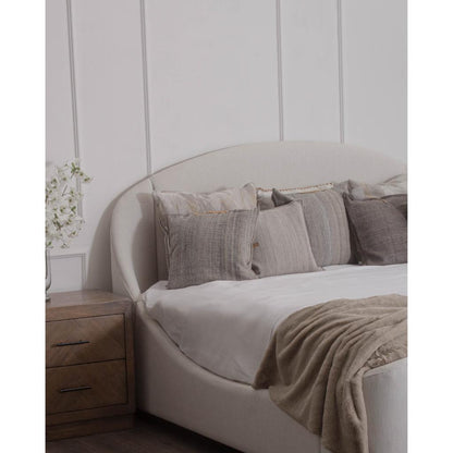 Peninsula Home Grace White Fabric King Bed