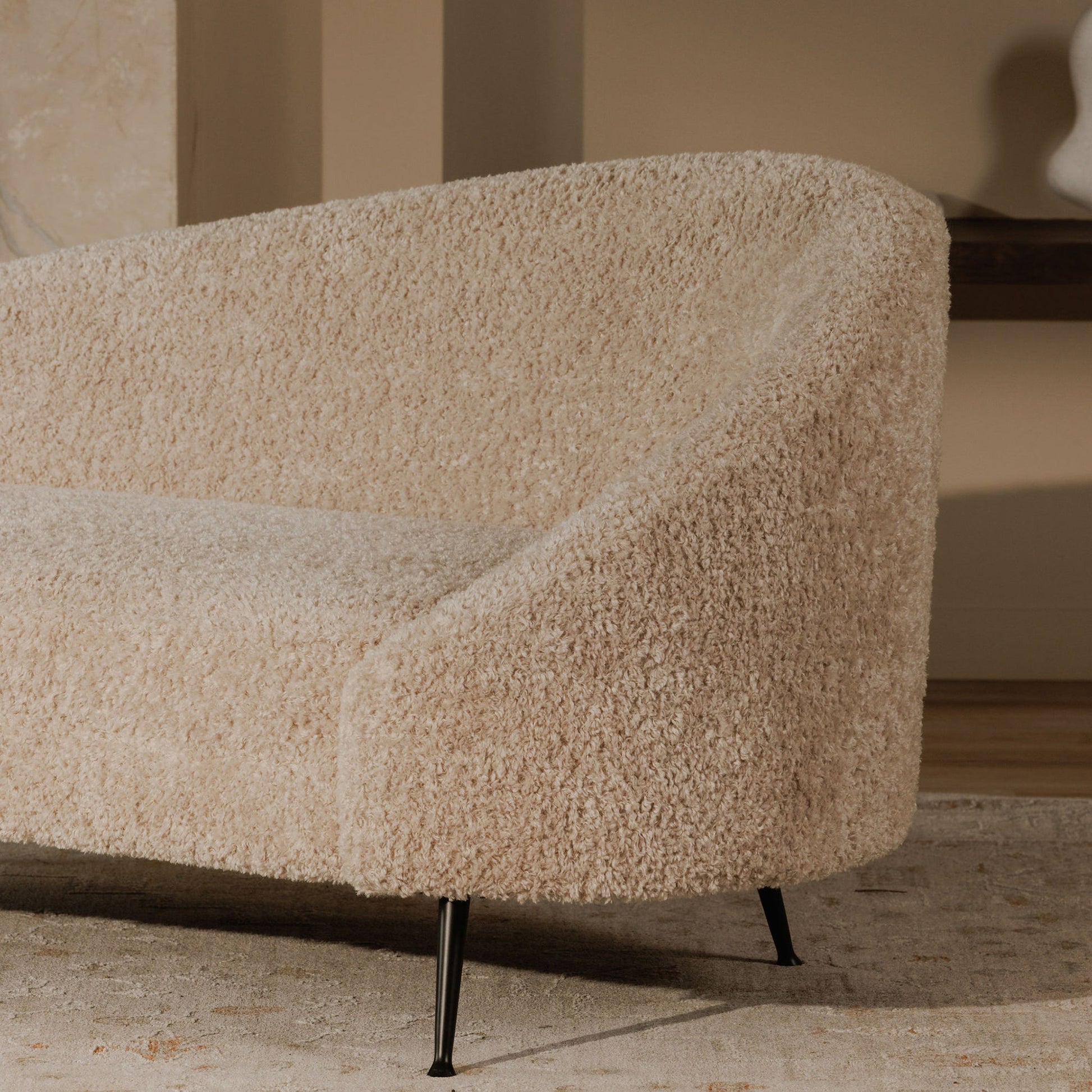 Moe's Home Abigail Light Brown Faux Shearling Chaise