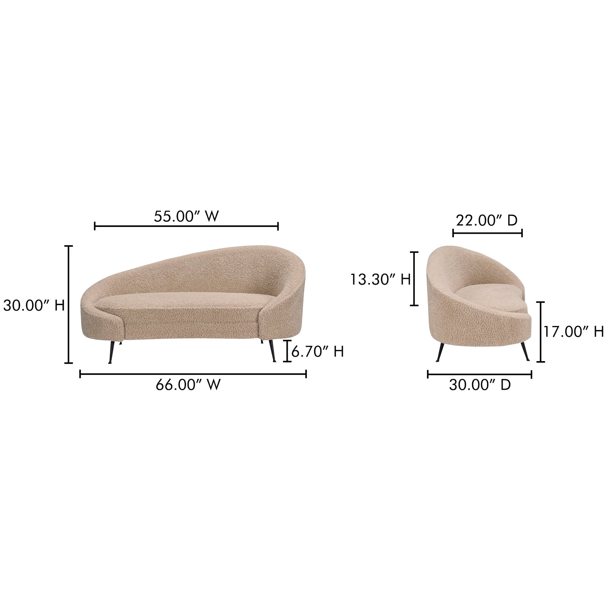 Moe's Home Abigail Light Brown Faux Shearling Chaise