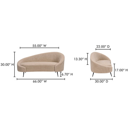 Moe's Home Abigail Light Brown Faux Shearling Chaise