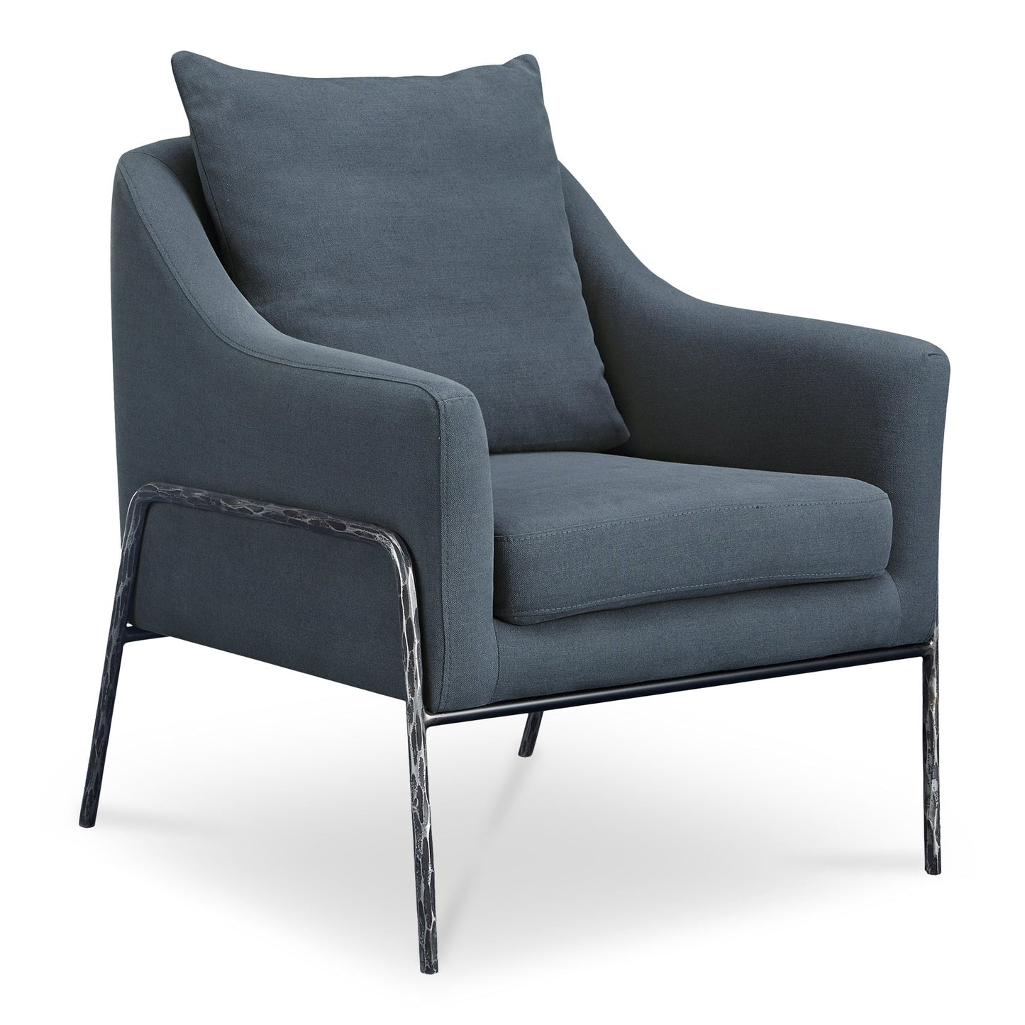 Archer Iron and Plywood Blue Arm Accent Chair