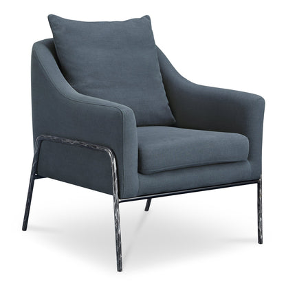 Archer Iron and Plywood Blue Arm Accent Chair