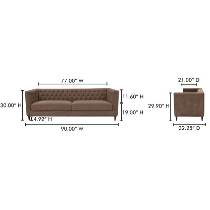 Fielder Top Grain Brazilian Leather Sofa