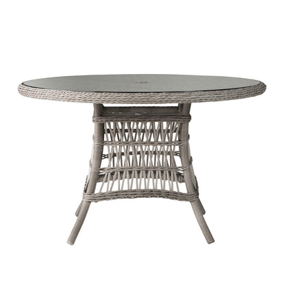 Mackinac 48" Round Umbrella Dining Table with Woven Top
