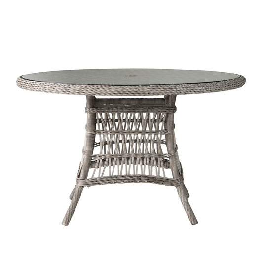 Lloyd Flanders Mackinac 48" Round Umbrella Dining Table with Woven Top