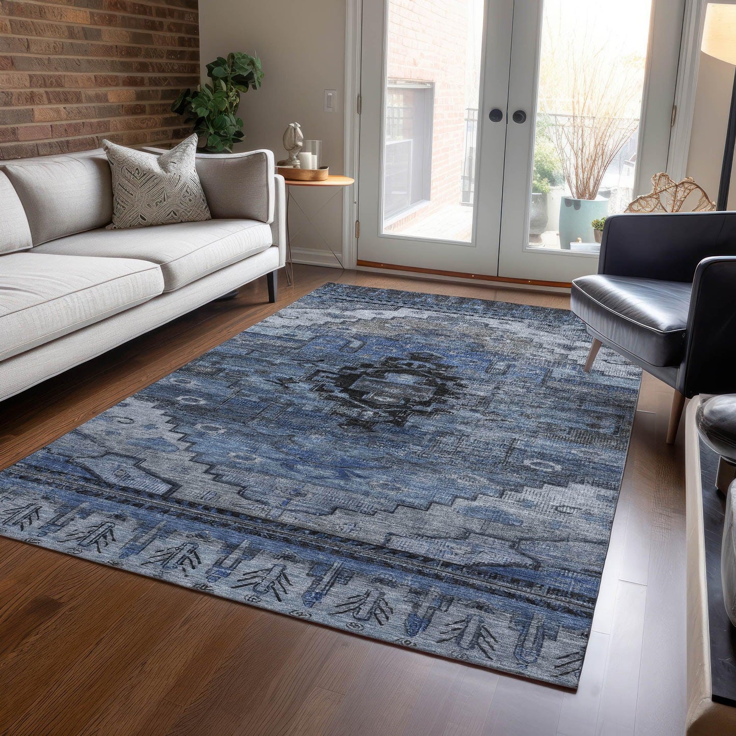 Addison Rugs Maeain Blue Washable Indoor-Outdoor Rug