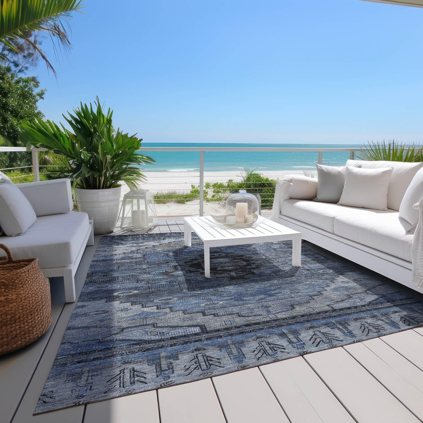 Addison Rugs Maeain Blue Washable Indoor-Outdoor Rug