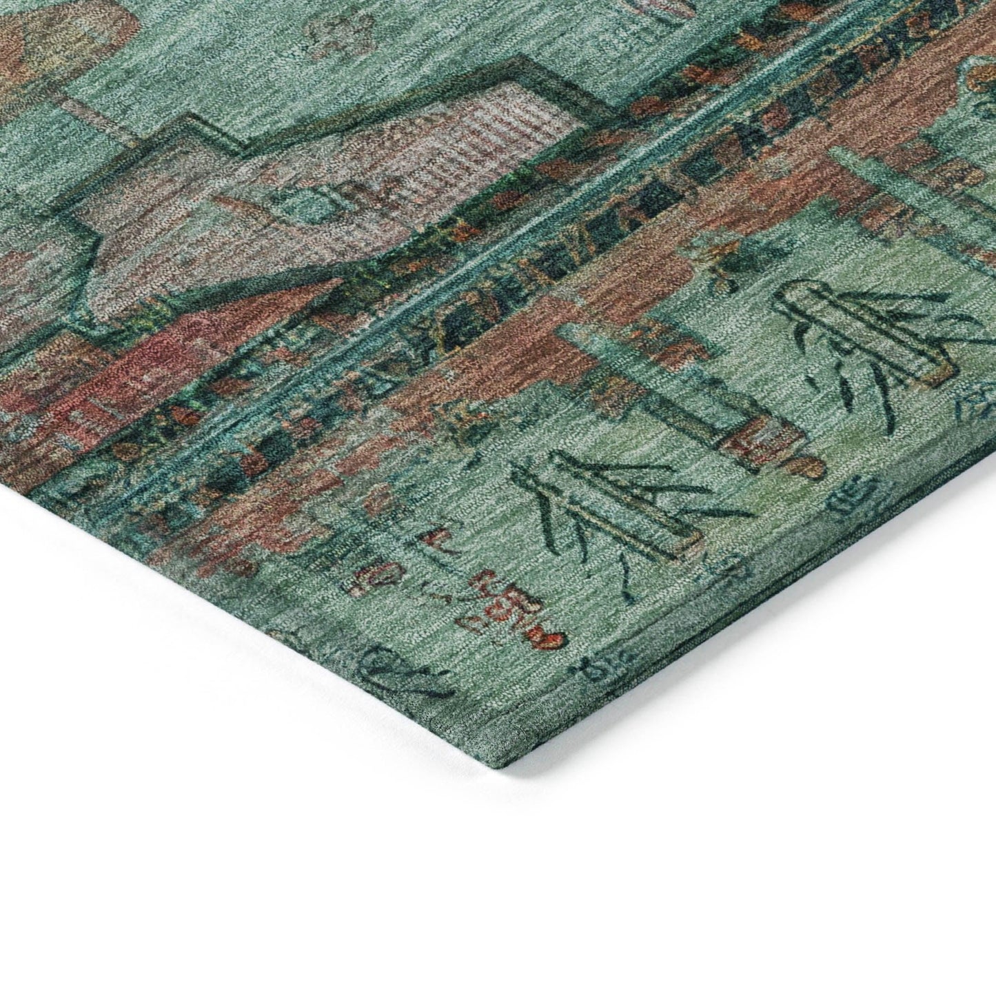 Addison Rugs Maeain Teal Washable Indoor-Outdoor Rug