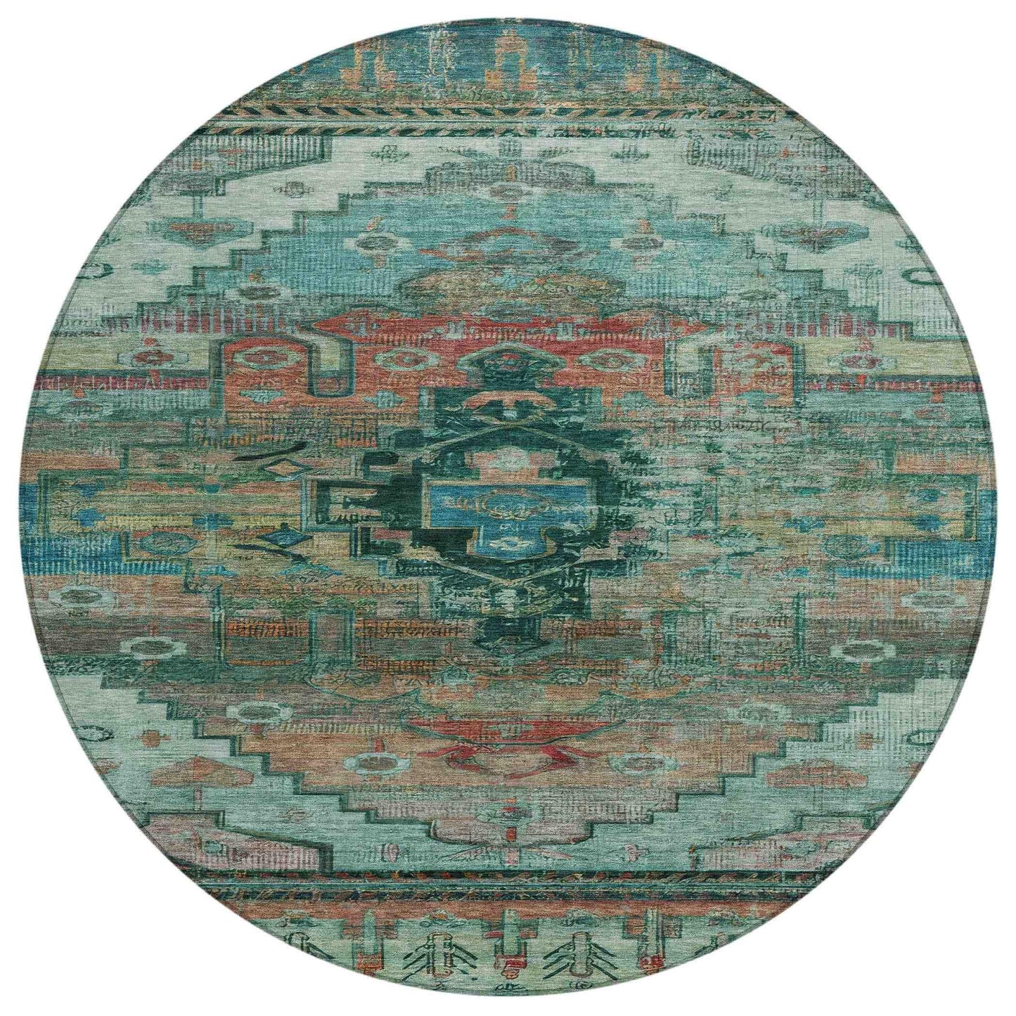 Addison Rugs Maeain Teal Washable Indoor-Outdoor Rug