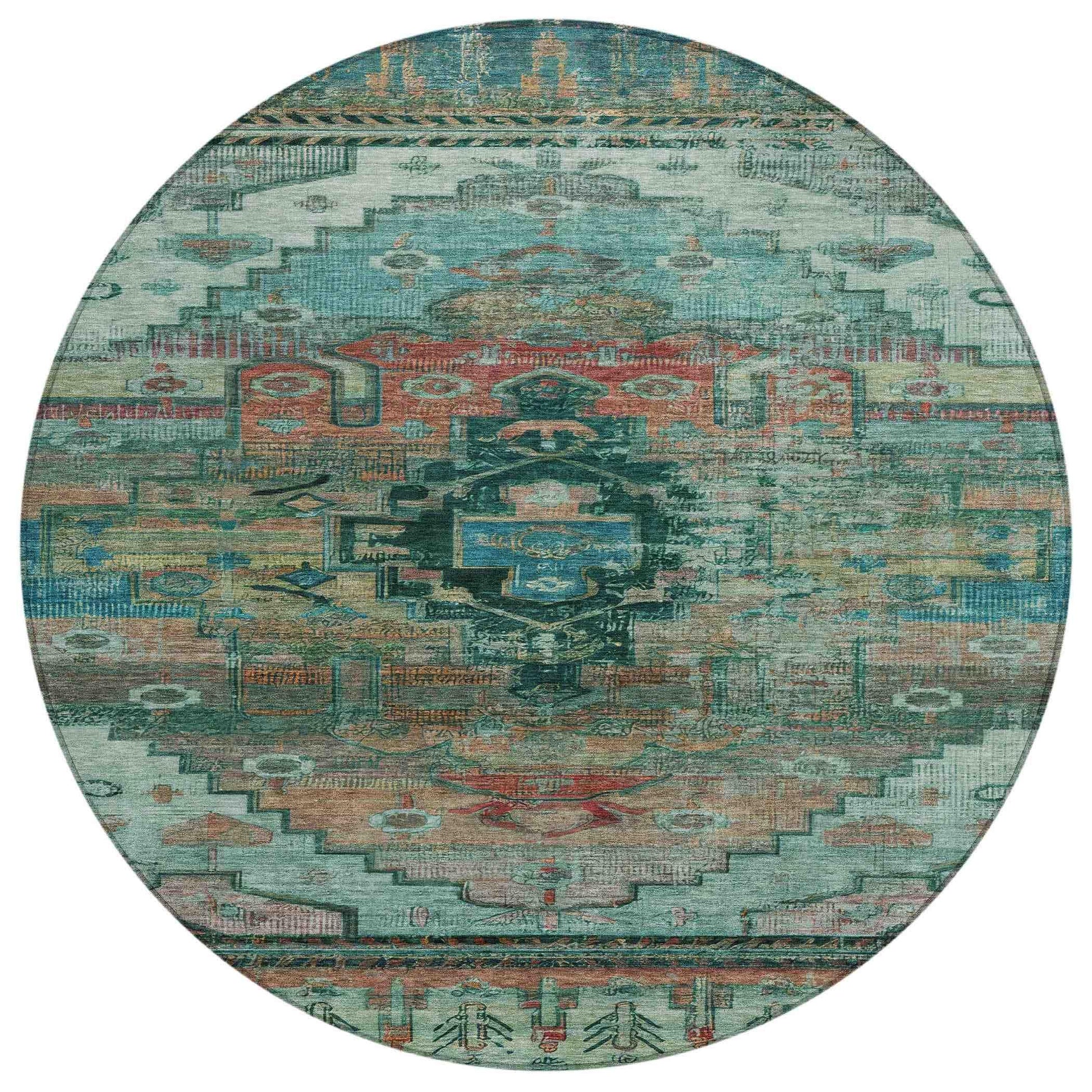 Addison Rugs Maeain Teal Washable Indoor-Outdoor Rug