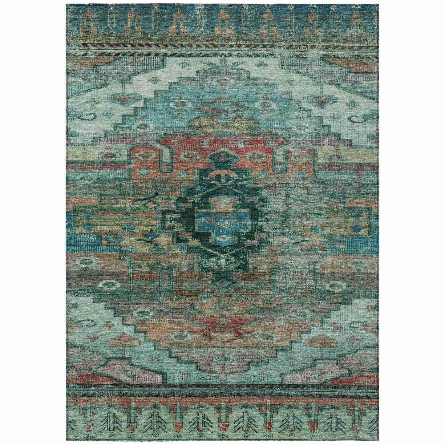 Addison Rugs Maeain Teal Washable Indoor-Outdoor Rug