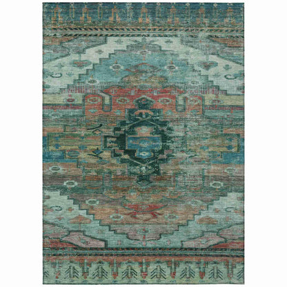 Addison Rugs Maeain Teal Washable Indoor-Outdoor Rug