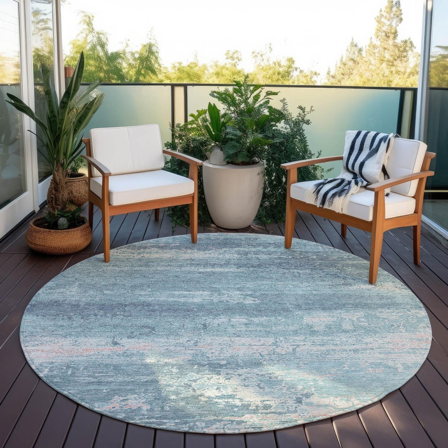 Addison Rugs Maeara Teal Washable Indoor-Outdoor Rug