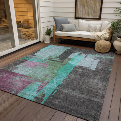 Addison Rugs Maearis Teal Washable Indoor-Outdoor Rug