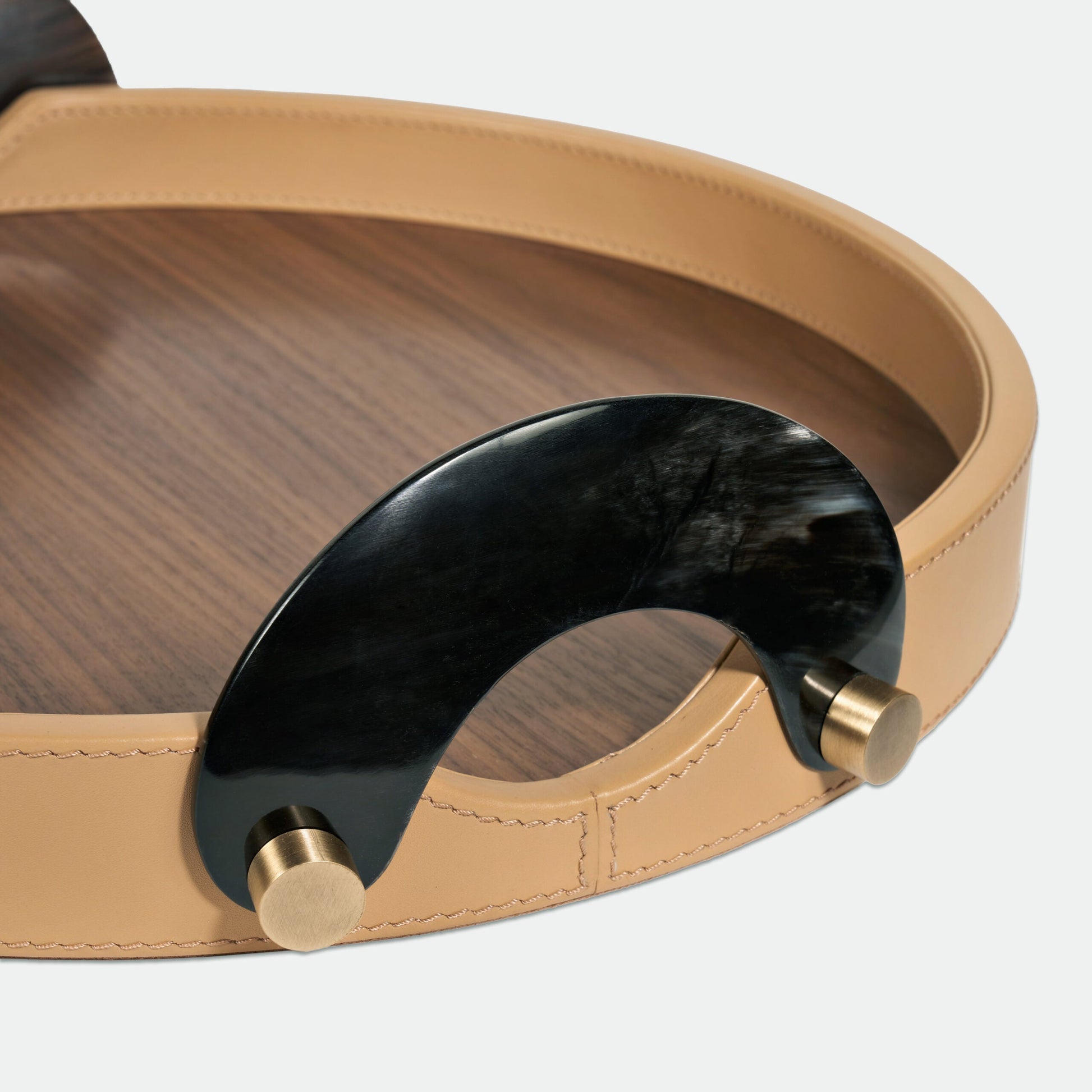 Luho Design House Maeve Camel Leather Warp Round Tray