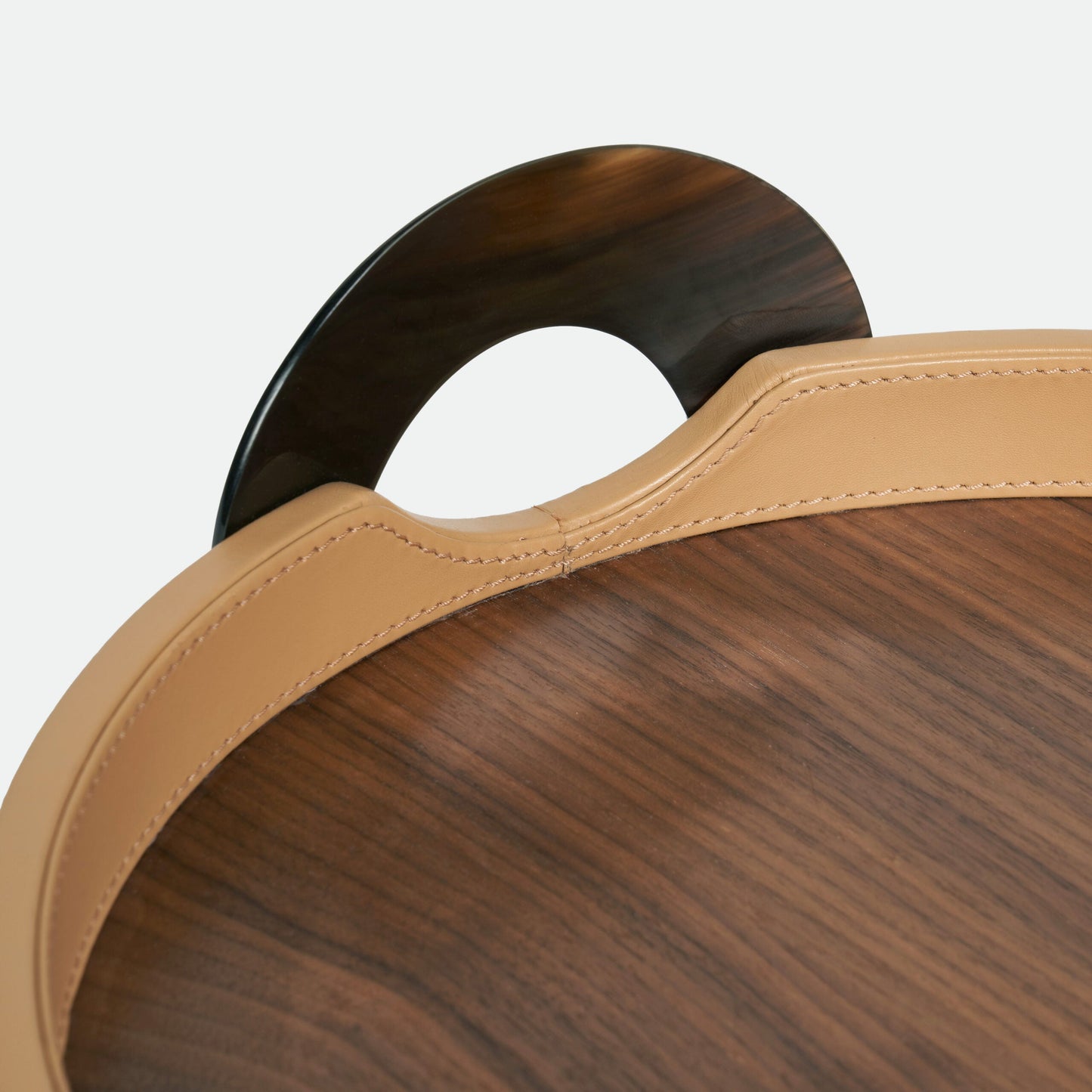 Luho Design House Maeve Camel Leather Warp Round Tray
