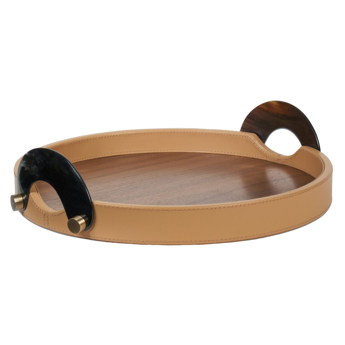 Luho Design House Maeve Camel Leather Warp Round Tray
