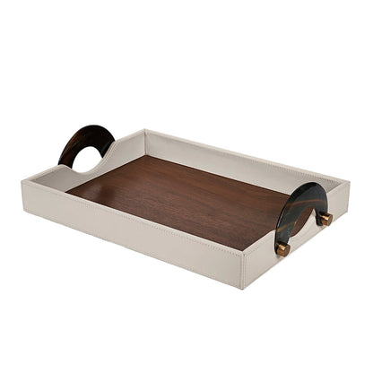 Luho Design House Maeve Leather Warp Rectangular Tray