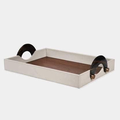Luho Design House Maeve Leather Warp Rectangular Tray