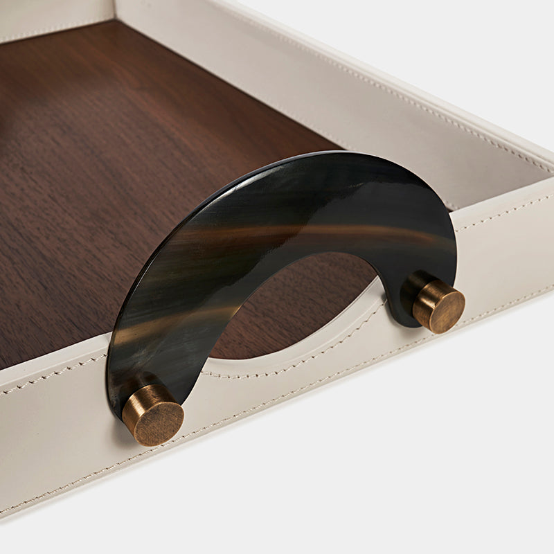 Luho Design House Maeve Leather Warp Rectangular Tray