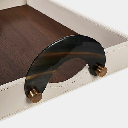 Luho Design House Maeve Leather Warp Rectangular Tray
