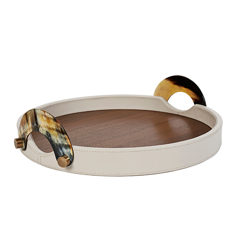 Luho Design House Maeve Leather Warp Round Tray