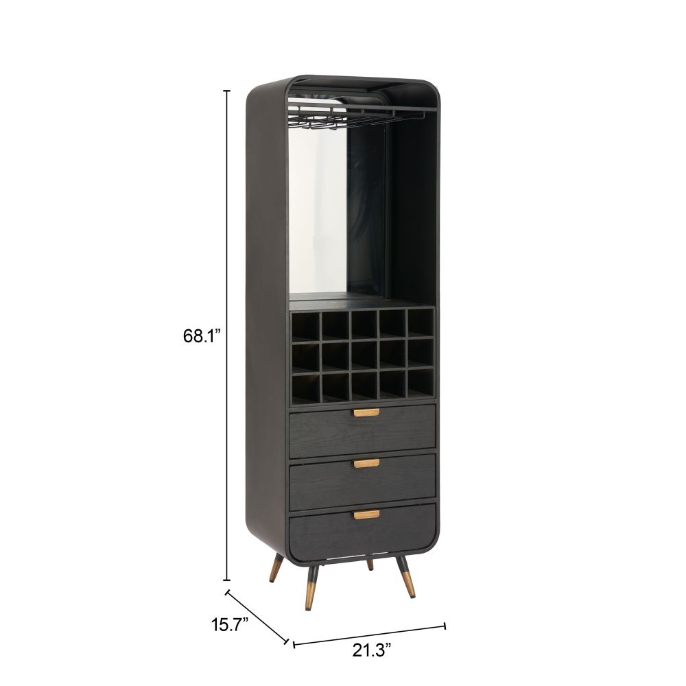 Zuo Modern Magara Wooden Black Bar Cabinet