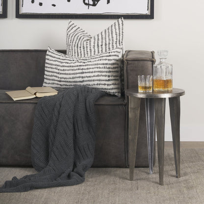 Mercana Maggie Textured Silver Round Accent Table