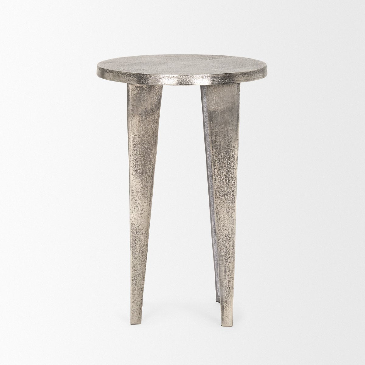 Mercana Maggie Textured Silver Round Accent Table