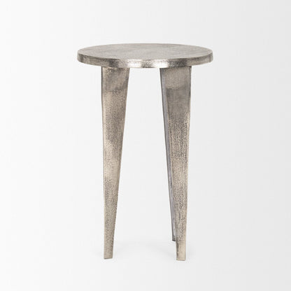 Mercana Maggie Textured Silver Round Accent Table