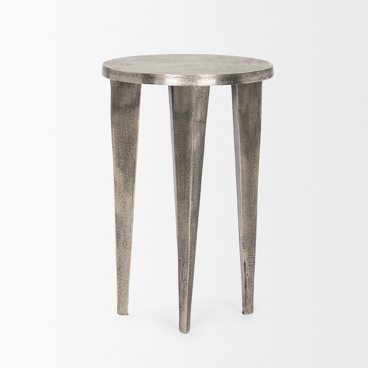 Mercana Maggie Textured Silver Round Accent Table