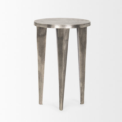 Mercana Maggie Textured Silver Round Accent Table