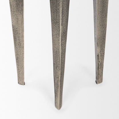 Mercana Maggie Textured Silver Round Accent Table