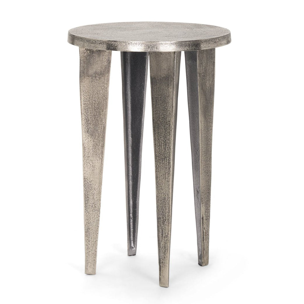Mercana Maggie Textured Silver Round Accent Table