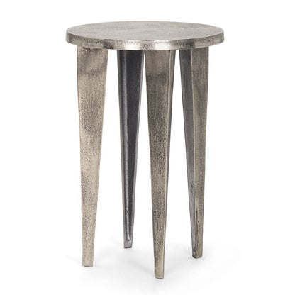 Mercana Maggie Textured Silver Round Accent Table