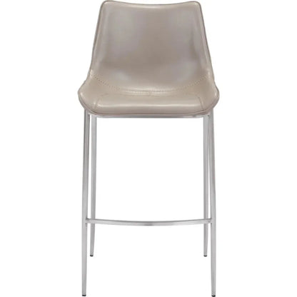 Magnus Bar Chair (Set of 2) Gray & Silver - LOOMLAN - Zuo Modern - Bar Stools