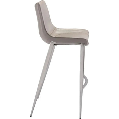 Magnus Bar Chair (Set of 2) Gray & Silver - LOOMLAN - Zuo Modern - Bar Stools