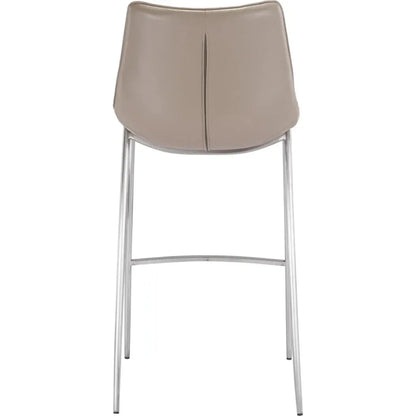 Magnus Bar Chair (Set of 2) Gray & Silver - LOOMLAN - Zuo Modern - Bar Stools