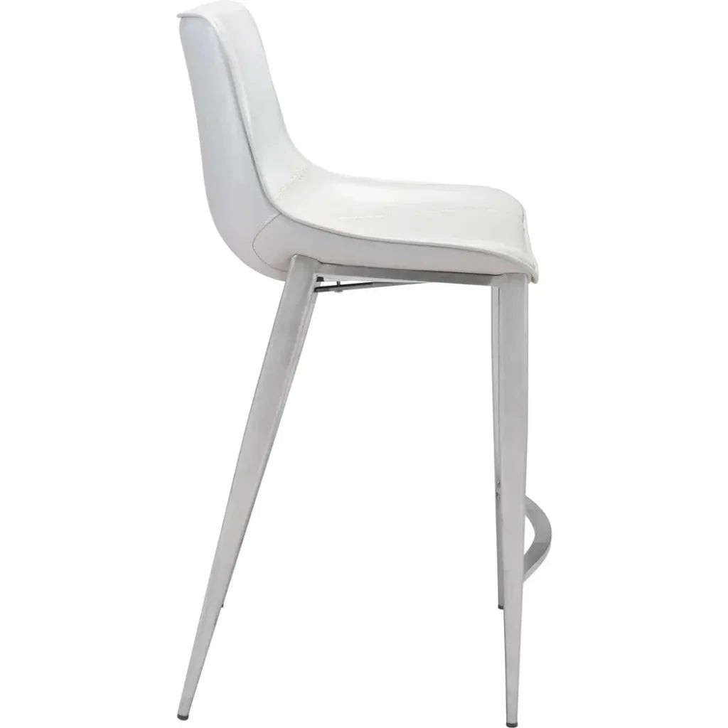 Magnus Counter Stool 2PC White & Silver - LOOMLAN - Zuo Modern - Counter Stools