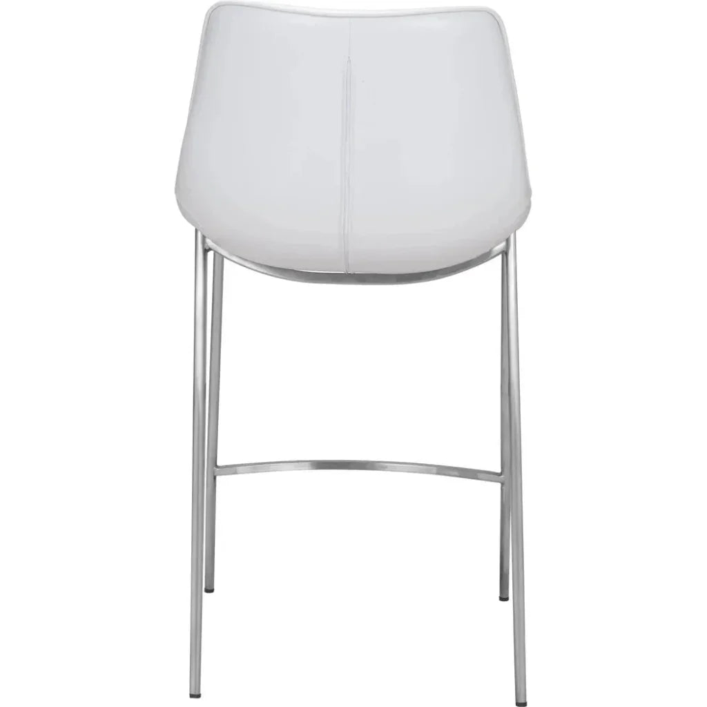 Magnus Counter Stool 2PC White & Silver - LOOMLAN - Zuo Modern - Counter Stools
