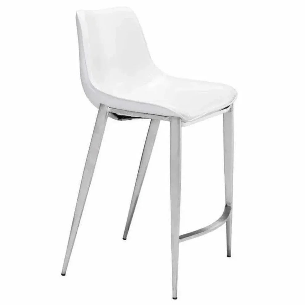 Magnus Counter Stool 2PC White & Silver - LOOMLAN - Zuo Modern - Counter Stools